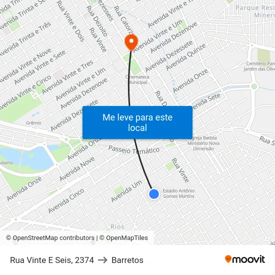 Rua Vinte E Seis, 2374 to Barretos map