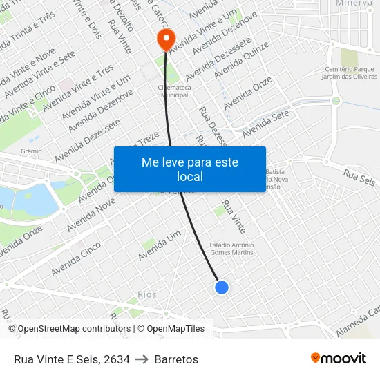 Rua Vinte E Seis, 2634 to Barretos map