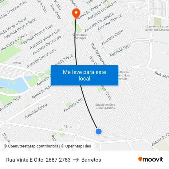 Rua Vinte E Oito, 2687-2783 to Barretos map