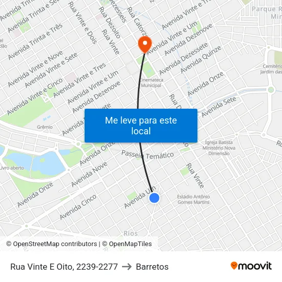 Rua Vinte E Oito, 2239-2277 to Barretos map