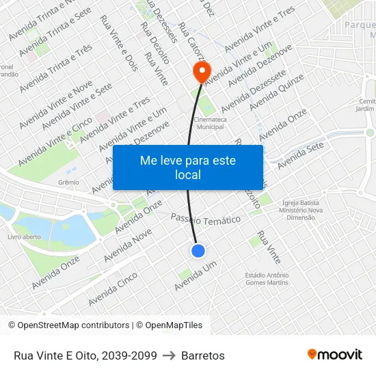 Rua Vinte E Oito, 2039-2099 to Barretos map