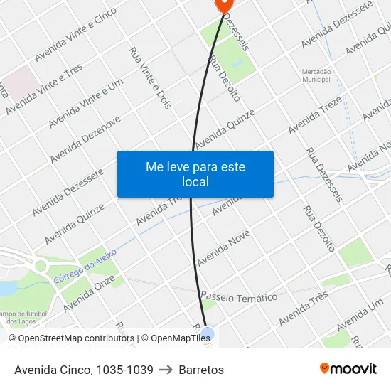 Avenida Cinco, 1035-1039 to Barretos map