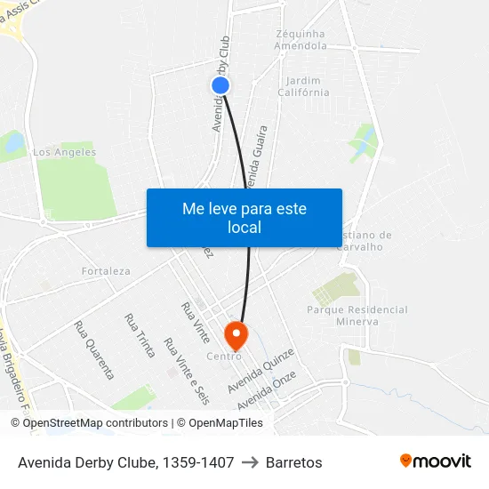 Avenida Derby Clube, 1359-1407 to Barretos map