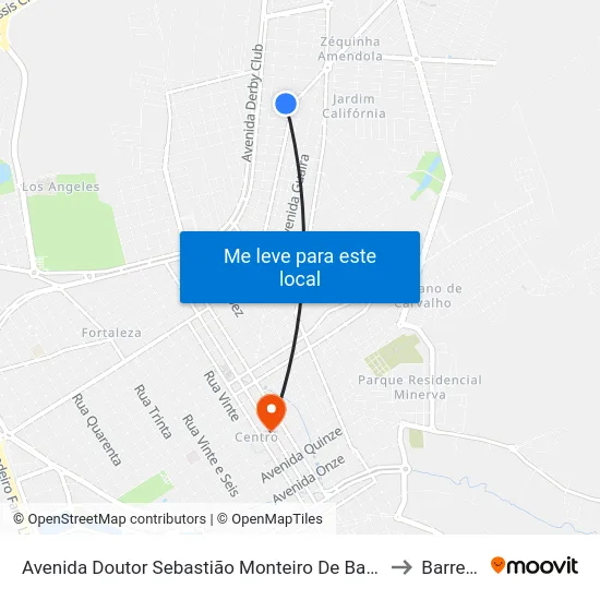 Avenida Doutor Sebastião Monteiro De Barros, 251 to Barretos map
