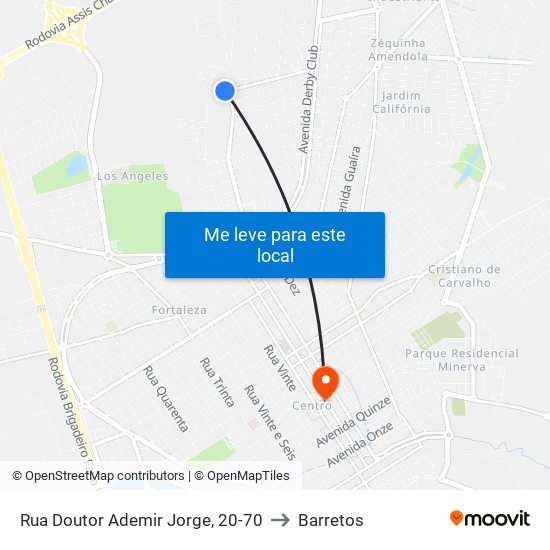 Rua Doutor Ademir Jorge, 20-70 to Barretos map