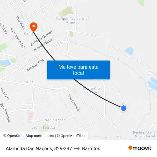 Alameda Das Nações, 329-387 to Barretos map
