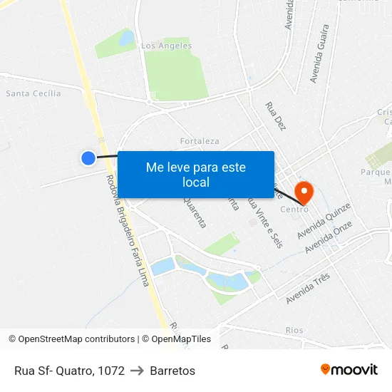 Rua Sf- Quatro, 1072 to Barretos map