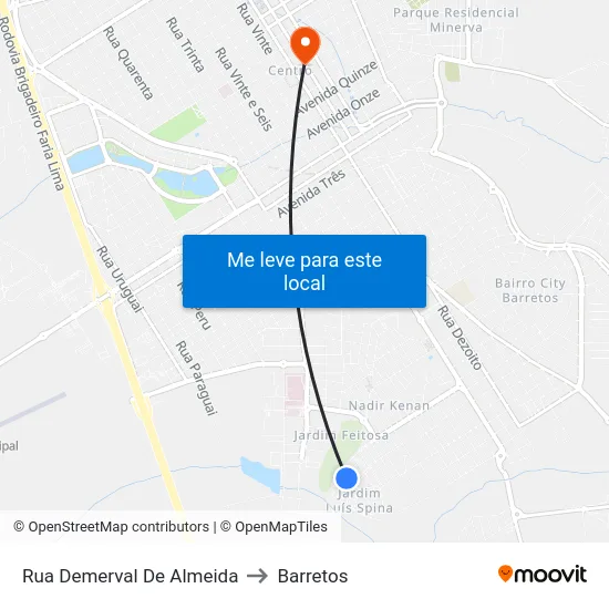 Rua Demerval De Almeida to Barretos map