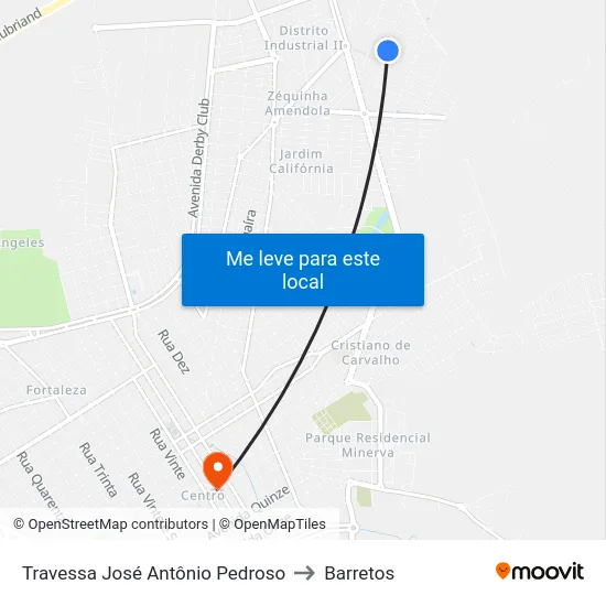 Travessa José Antônio Pedroso to Barretos map