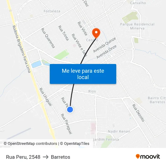 Rua Peru, 2548 to Barretos map