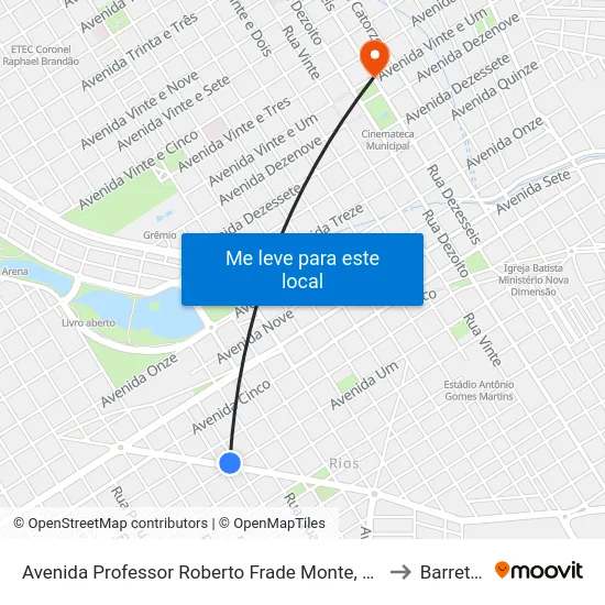 Avenida Professor Roberto Frade Monte, 1540 to Barretos map