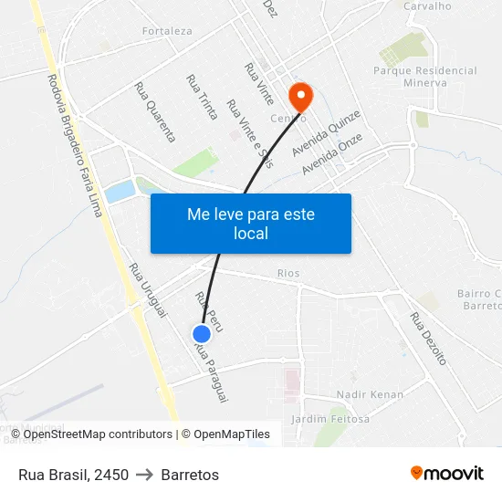Rua Brasil, 2450 to Barretos map