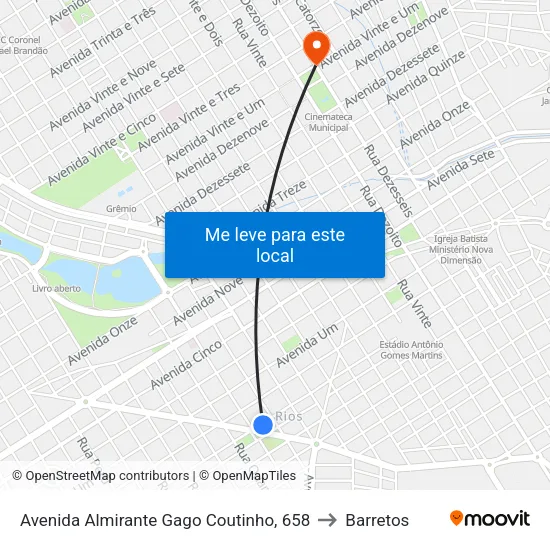 Avenida Almirante Gago Coutinho, 658 to Barretos map