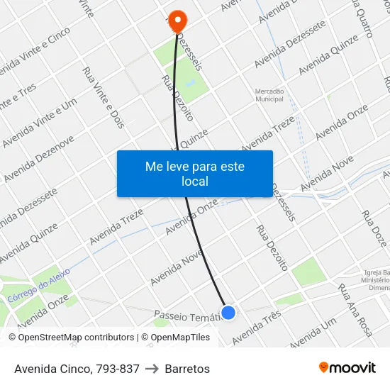 Avenida Cinco, 793-837 to Barretos map