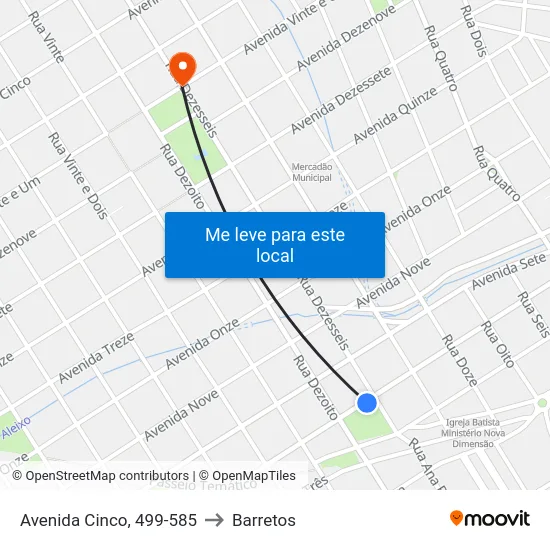Avenida Cinco, 499-585 to Barretos map