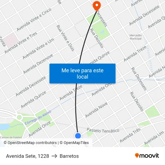 Avenida Sete, 1228 to Barretos map