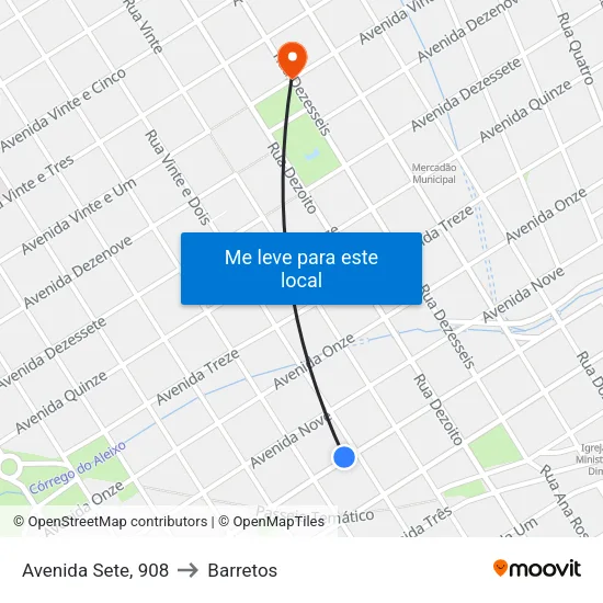 Avenida Sete, 908 to Barretos map