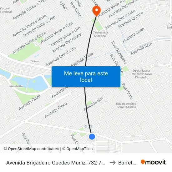 Avenida Brigadeiro Guedes Muniz, 732-776 to Barretos map