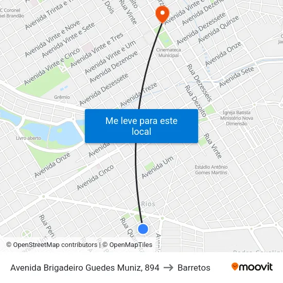 Avenida Brigadeiro Guedes Muniz, 894 to Barretos map