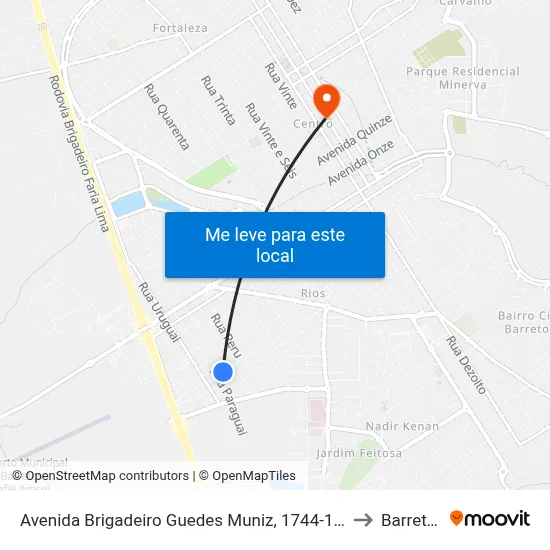 Avenida Brigadeiro Guedes Muniz, 1744-1790 to Barretos map