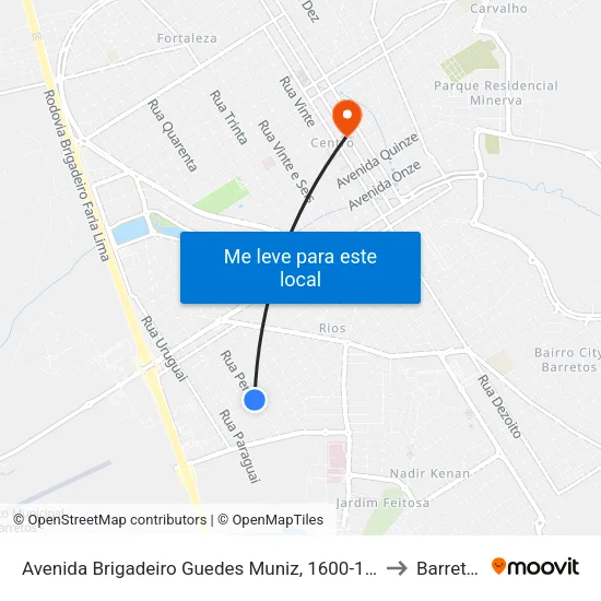 Avenida Brigadeiro Guedes Muniz, 1600-1676 to Barretos map