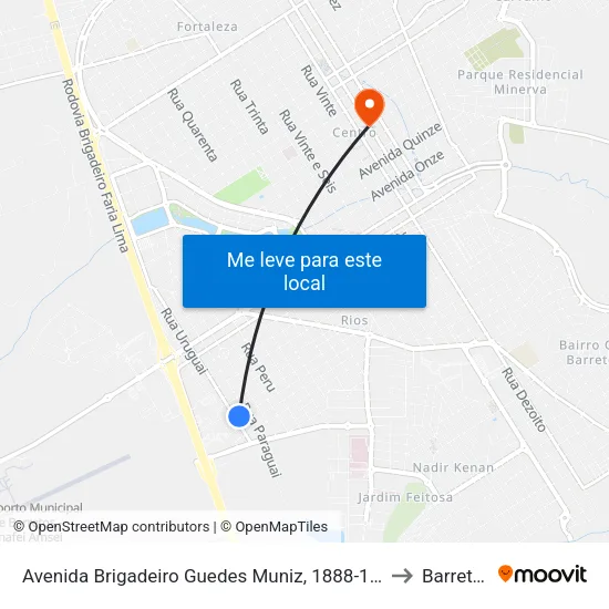 Avenida Brigadeiro Guedes Muniz, 1888-1936 to Barretos map