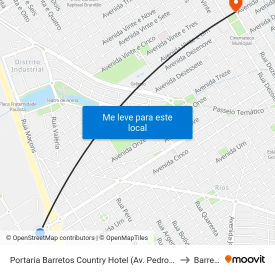 Portaria Barretos Country Hotel (Av. Pedro Vicentini) to Barretos map