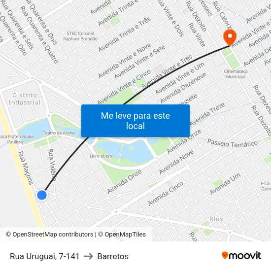 Rua Uruguai, 7-141 to Barretos map