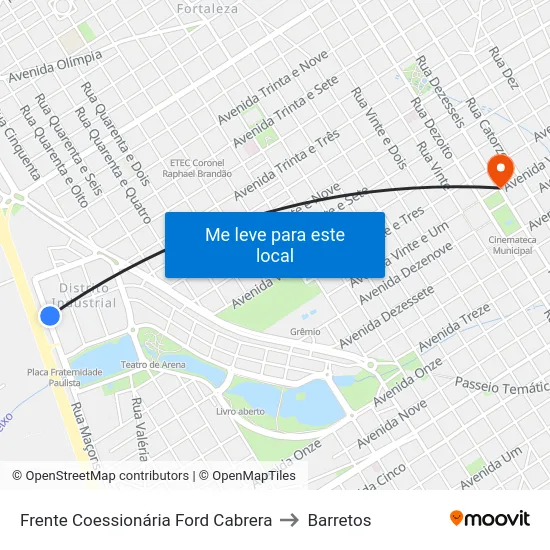 Frente Coessionária Ford Cabrera to Barretos map