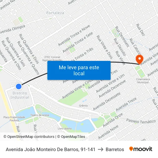 Avenida João Monteiro De Barros, 91-141 to Barretos map