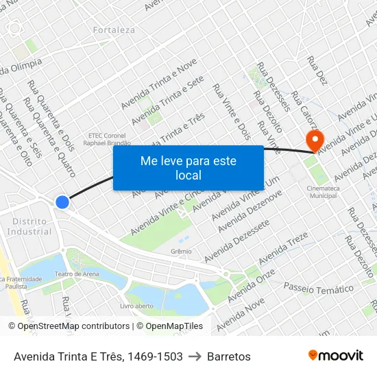 Avenida Trinta E Três, 1469-1503 to Barretos map
