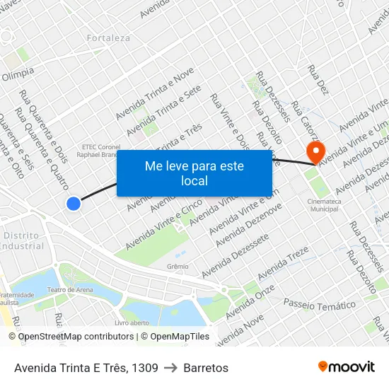 Avenida Trinta E Três, 1309 to Barretos map