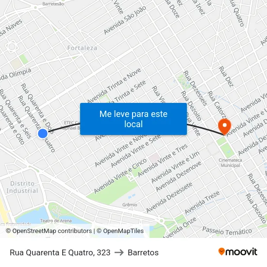 Rua Quarenta E Quatro, 323 to Barretos map