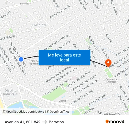 Avenida 41, 801-849 to Barretos map