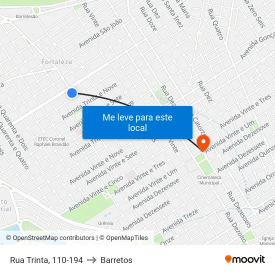 Rua Trinta, 110-194 to Barretos map