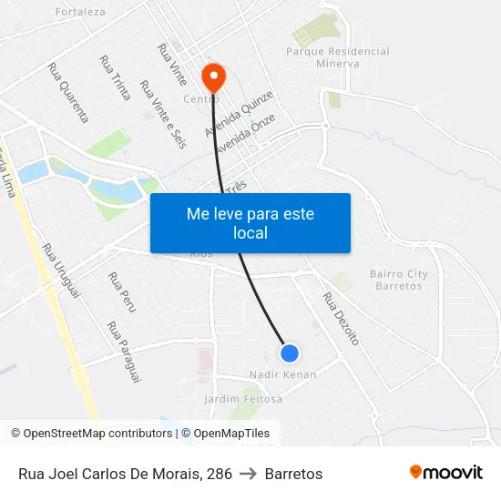 Rua Joel Carlos De Morais, 286 to Barretos map