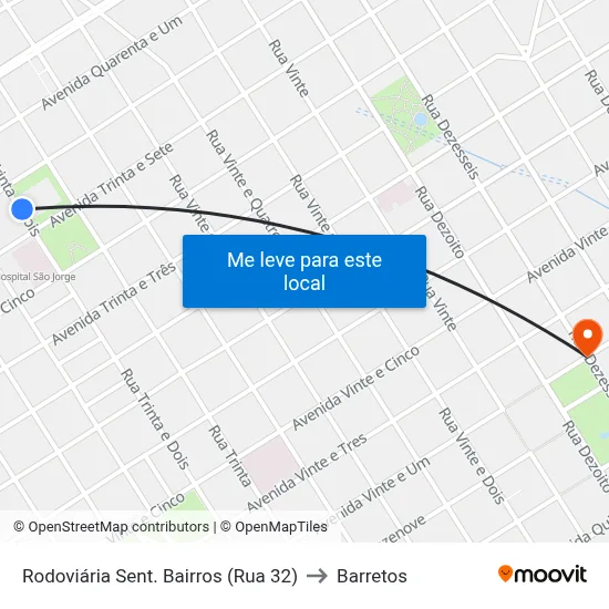 Rodoviária Sent. Bairros (Rua 32) to Barretos map