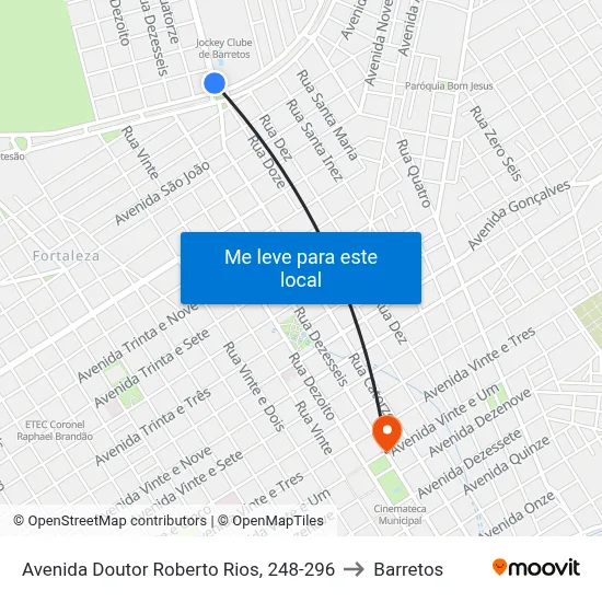 Avenida Doutor Roberto Rios, 248-296 to Barretos map