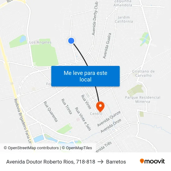 Avenida Doutor Roberto Rios, 718-818 to Barretos map