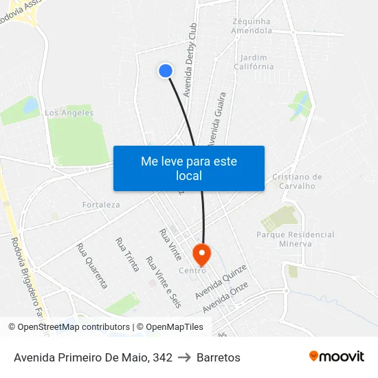 Avenida Primeiro De Maio, 342 to Barretos map