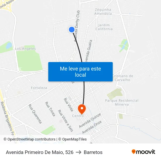 Avenida Primeiro De Maio, 526 to Barretos map