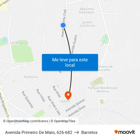 Avenida Primeiro De Maio, 626-682 to Barretos map