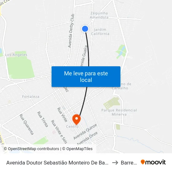 Avenida Doutor Sebastião Monteiro De Barros, 410 to Barretos map