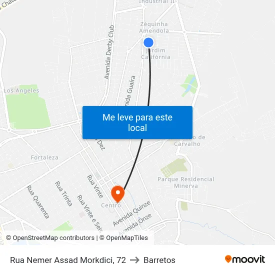 Rua Nemer Assad Morkdici, 72 to Barretos map