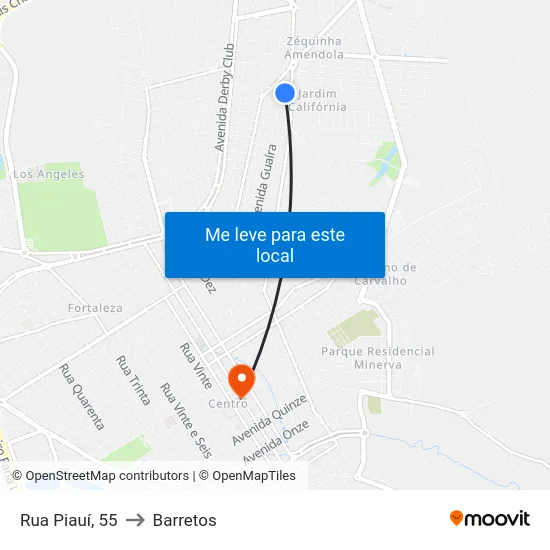 Rua Piauí, 55 to Barretos map