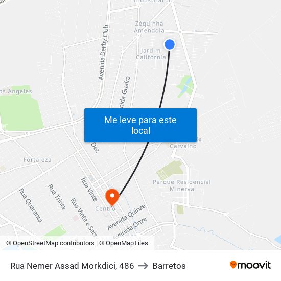 Rua Nemer Assad Morkdici, 486 to Barretos map