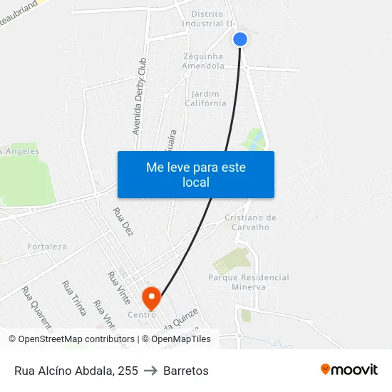 Rua Alcíno Abdala, 255 to Barretos map
