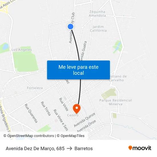 Avenida Dez De Março, 685 to Barretos map