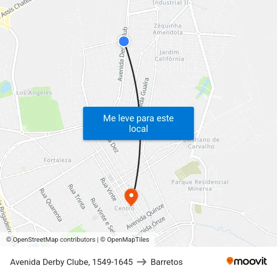 Avenida Derby Clube, 1549-1645 to Barretos map