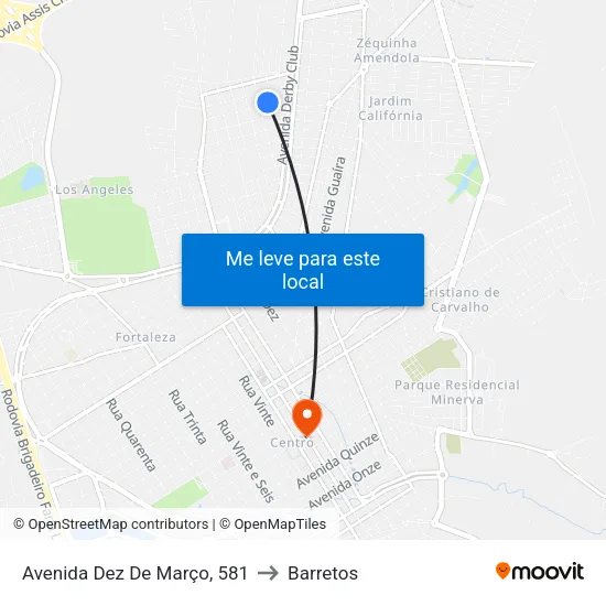 Avenida Dez De Março, 581 to Barretos map